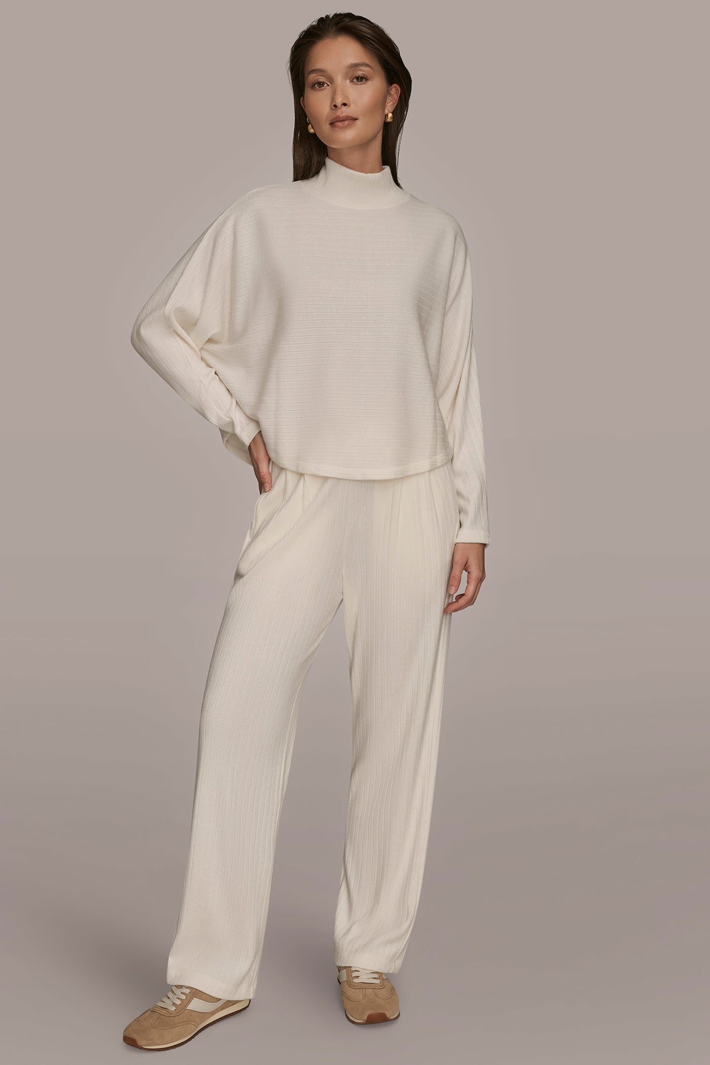 CREAM MOCK-NECK TOP Donna Karan