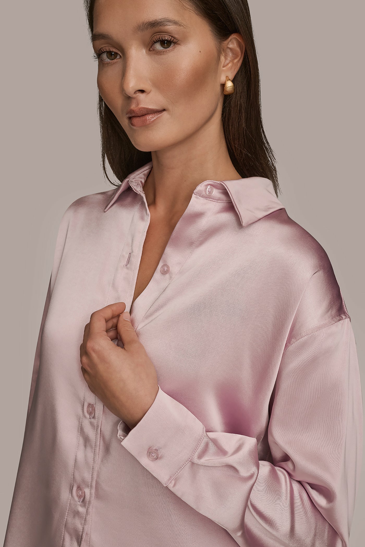 PINK WISTERIA SATIN SHIRT Donna Karan