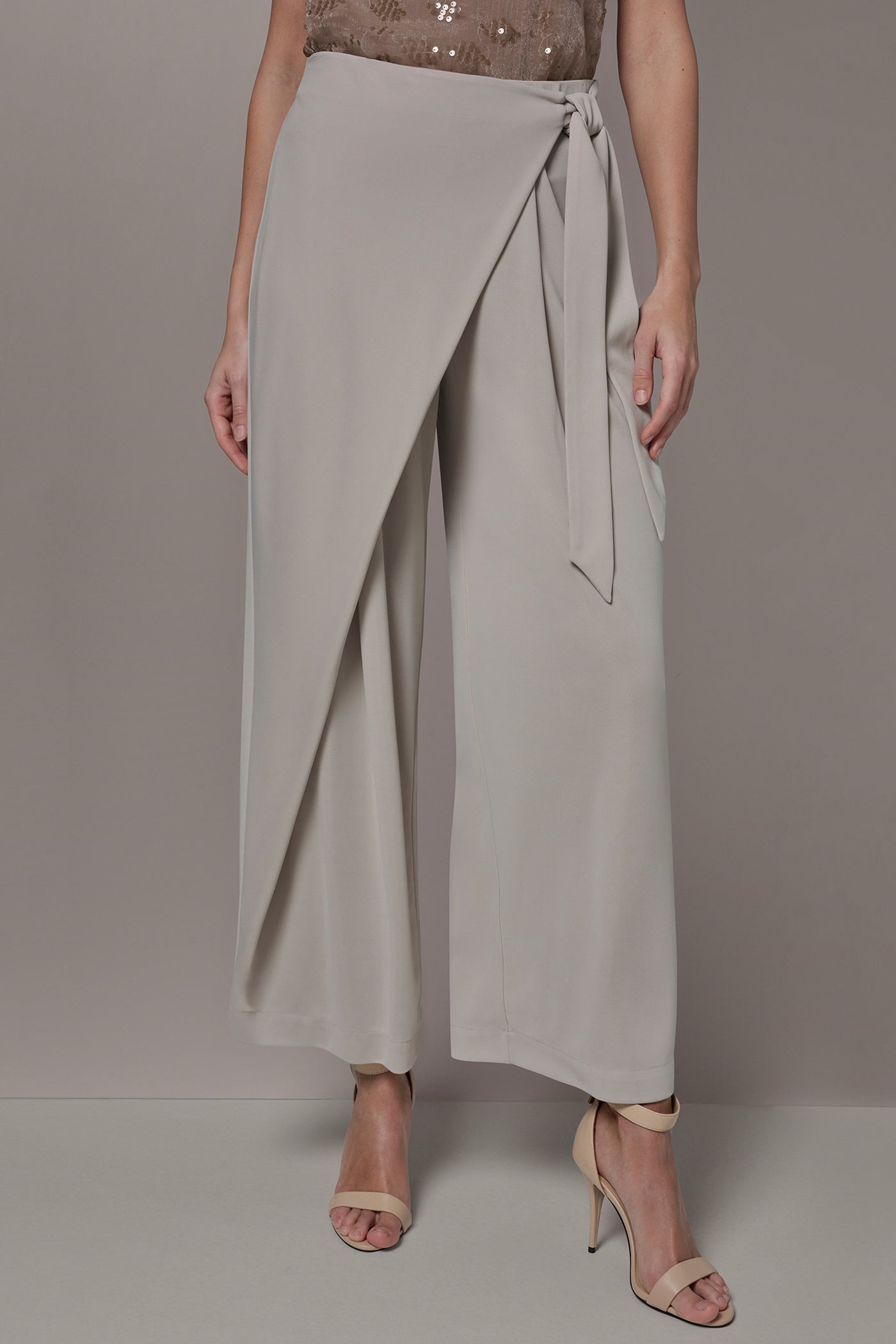 Tuscan Grey EXTRA HIGH-RISE WRAP OVERLAY RELAXED PANT Donna Karan