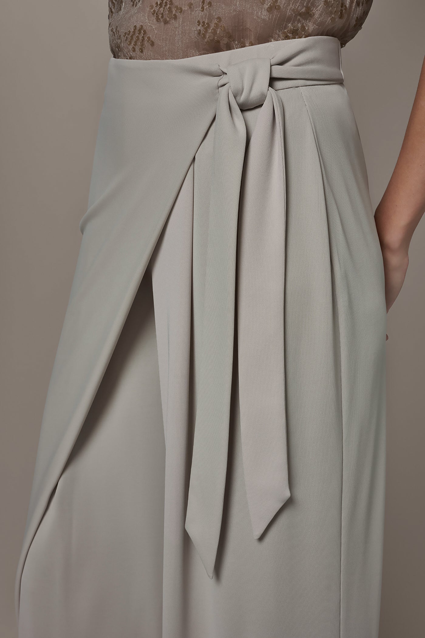 Tuscan Grey EXTRA HIGH-RISE WRAP OVERLAY RELAXED PANT Donna Karan