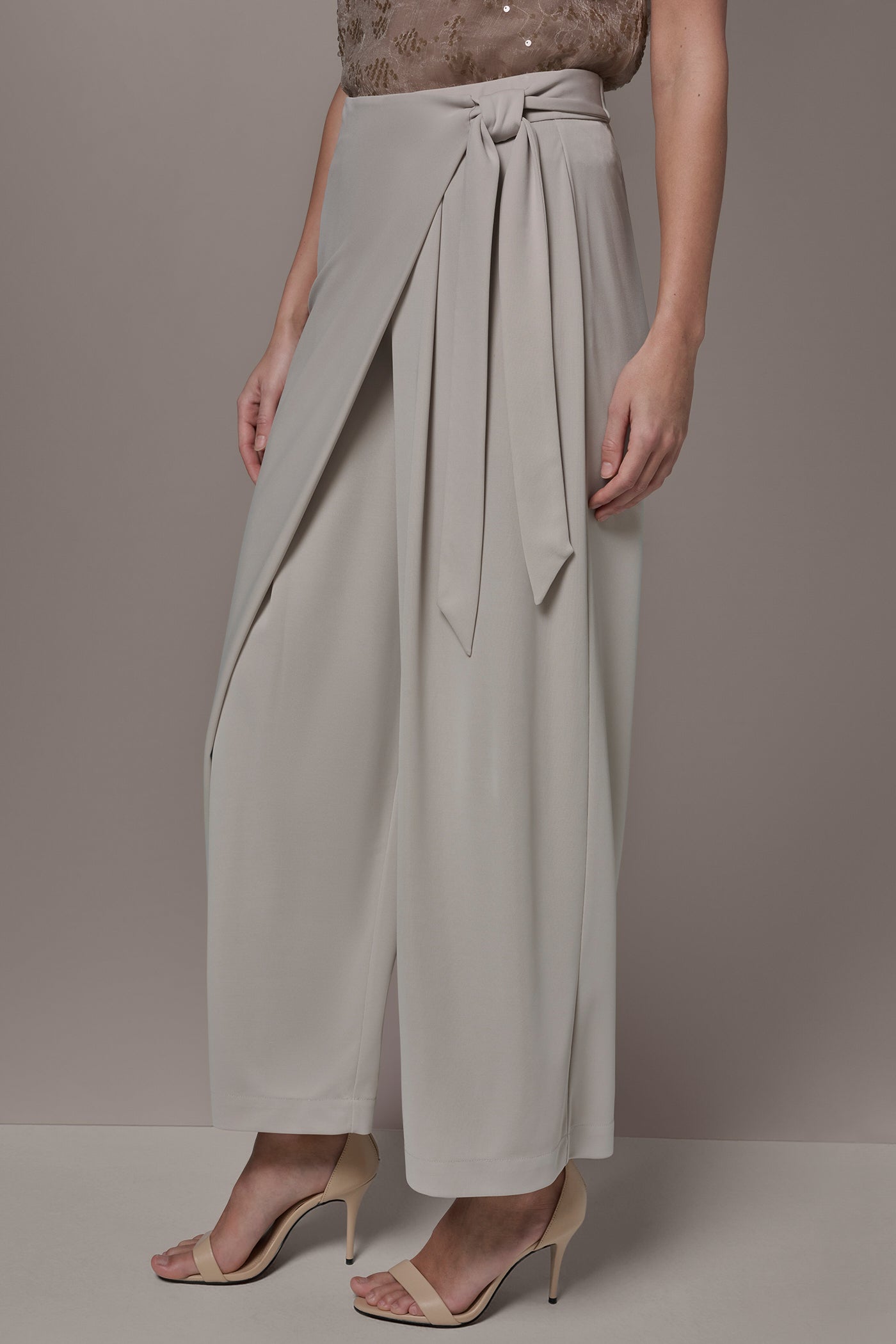 Tuscan Grey EXTRA HIGH-RISE WRAP OVERLAY RELAXED PANT Donna Karan
