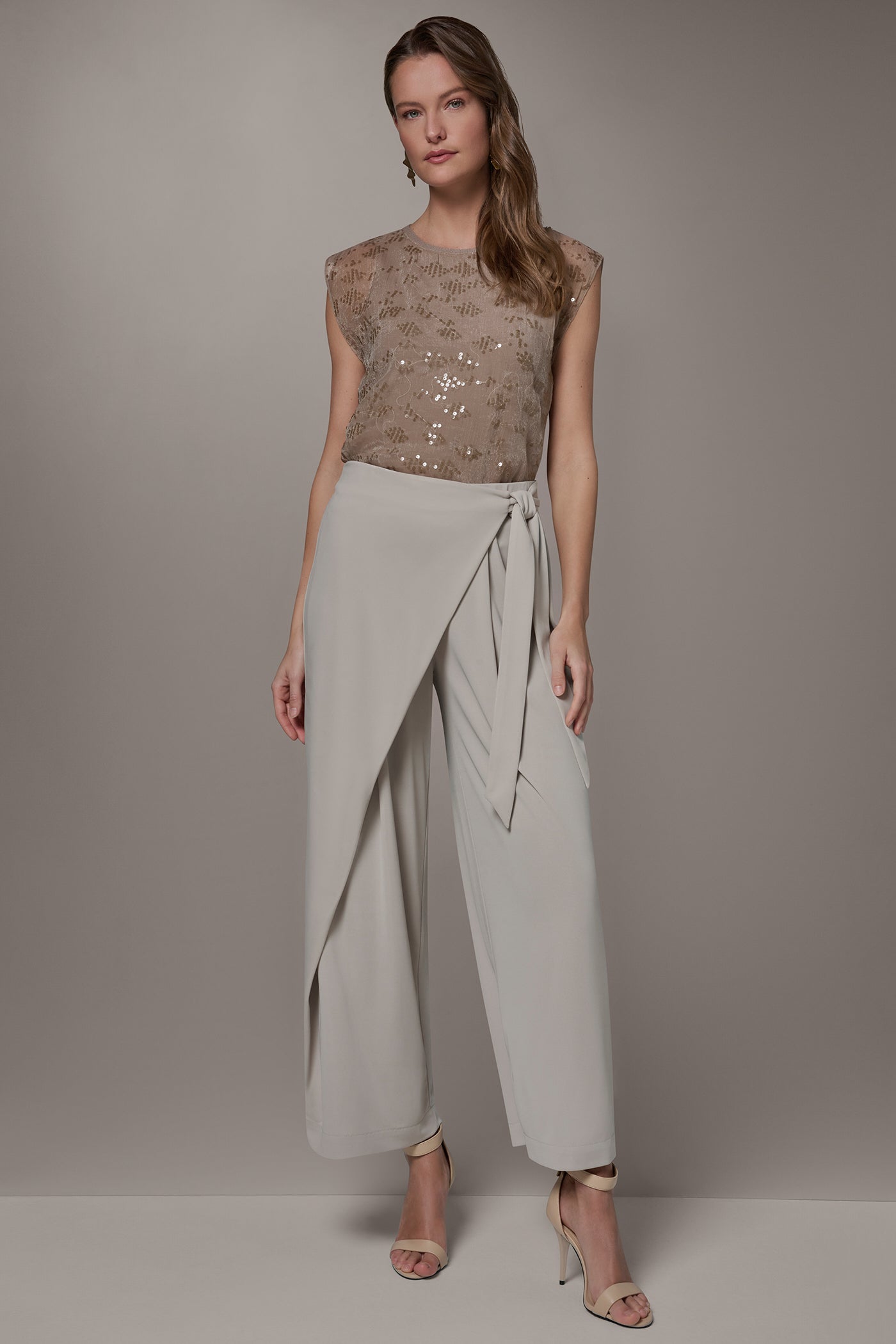 Tuscan Grey EXTRA HIGH-RISE WRAP OVERLAY RELAXED PANT Donna Karan